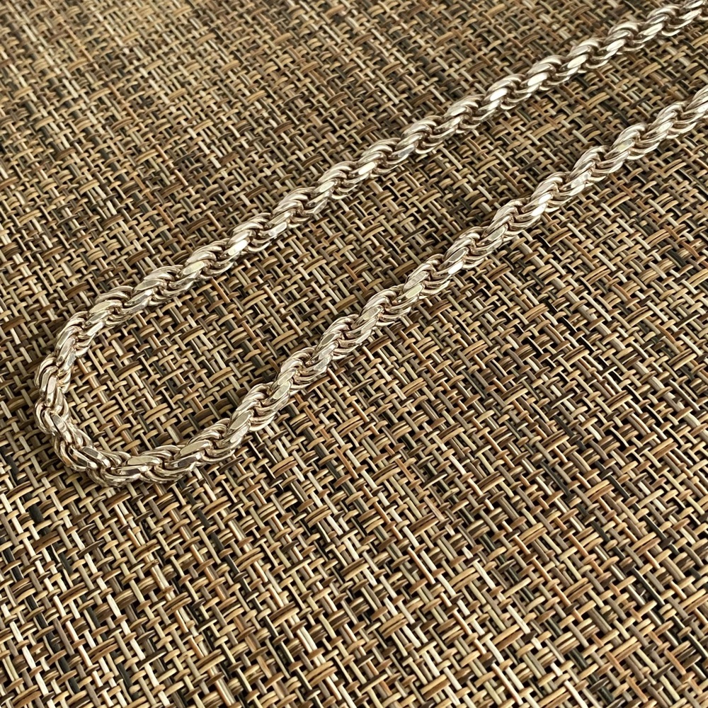 Sterling Silver Men's Rope Chain Necklace - Silver - Picture 5 of 16